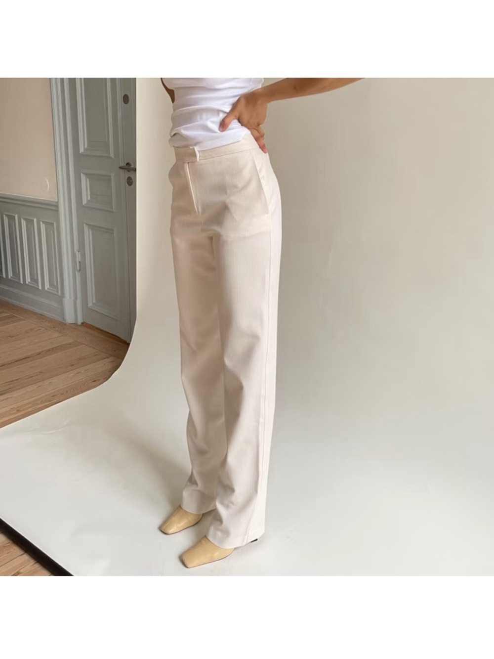 Djerf Avenue First Choice Pants XXS Cream Tailored Minimalist Trouser
